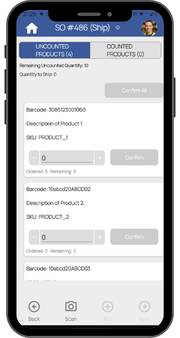 Scan barcodes to pack and ship goods Scan barcodes to pack and ship goods